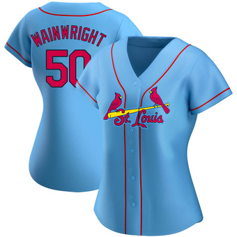 Women's Adam Wainwright St. Louis Light Blue Replica Alternate Baseball Jersey (Unsigned No Brands/Logos)