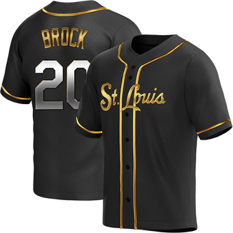 Youth Lou Brock St. Louis Black Golden Replica Alternate Baseball Jersey (Unsigned No Brands/Logos)